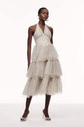 Cayla Noktalı File Askılı Uzun Elbise